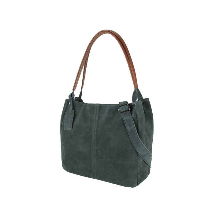 Shopper Tasche in Grau aus Veloursleder – flexibel tragbar als Crossbody oder Schultertasche